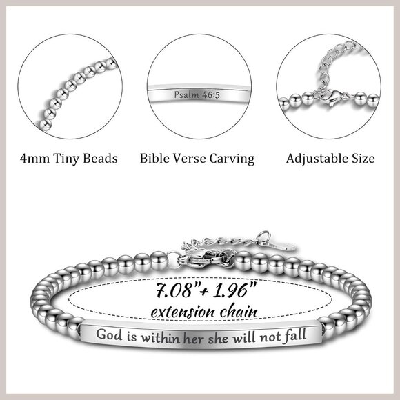 Christian Gift Bracelet Stainless Steel Women Girl Faith Bible Verse - Picture 4 of 7